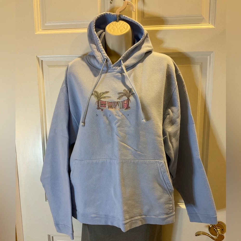 Women’s small light blue hoodie with front pocket 100% cotton